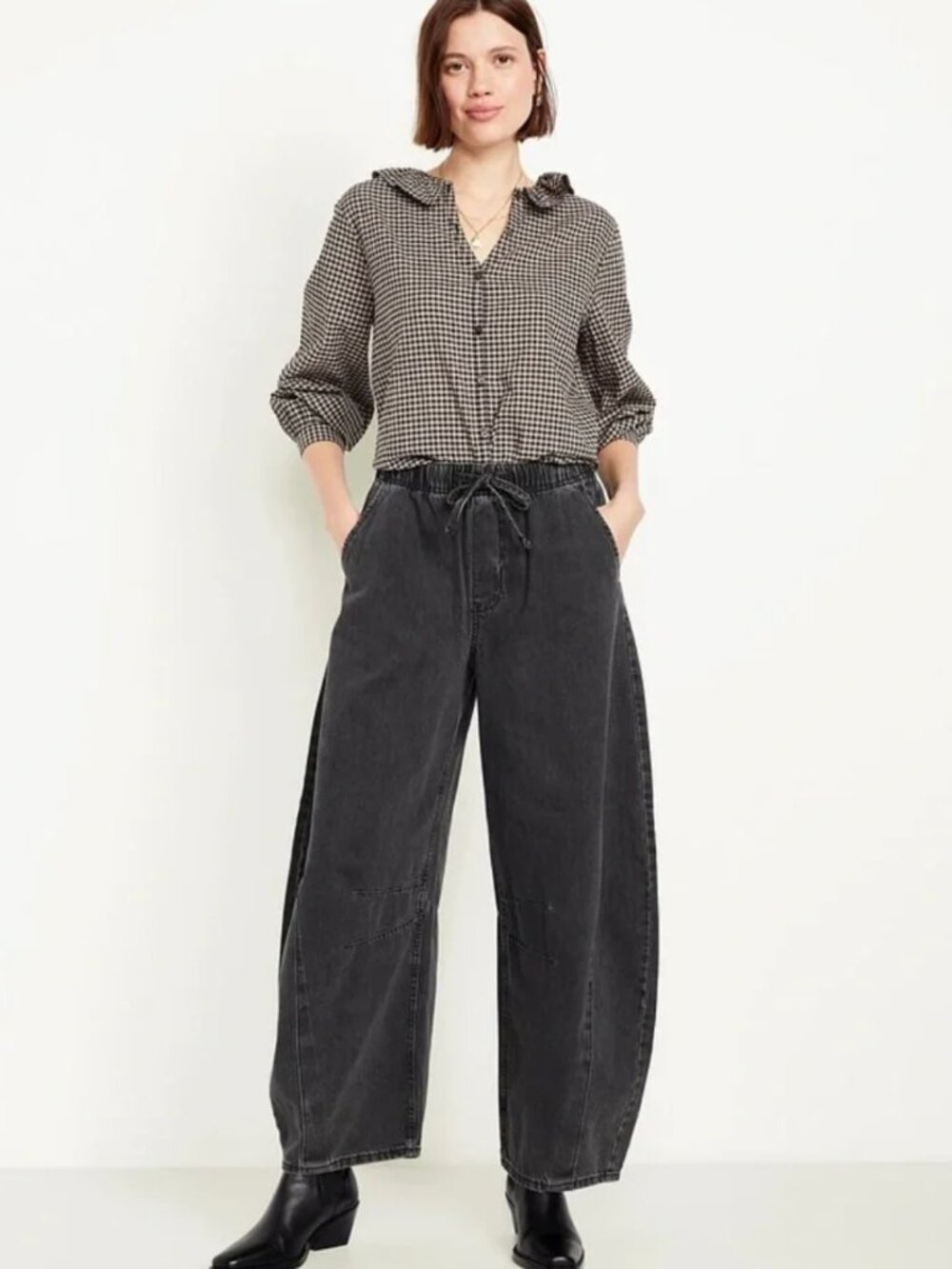 Old Navy High-Waisted Black Pull-On Barrel Jeans Size XXL NWT